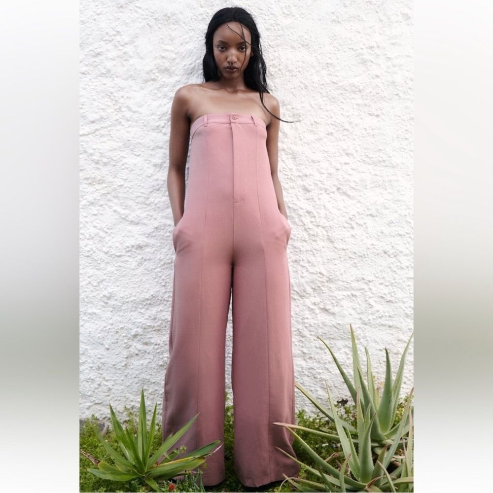 Zara Strapless Mauve Jumpsuit SizeM Great Condition